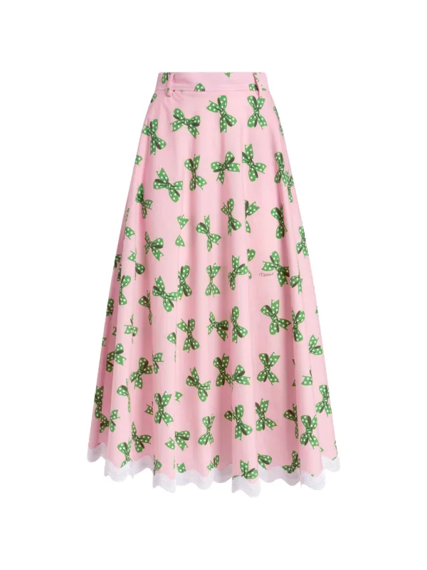 Moschino Printed Cotton Poplin Skirt in Pink