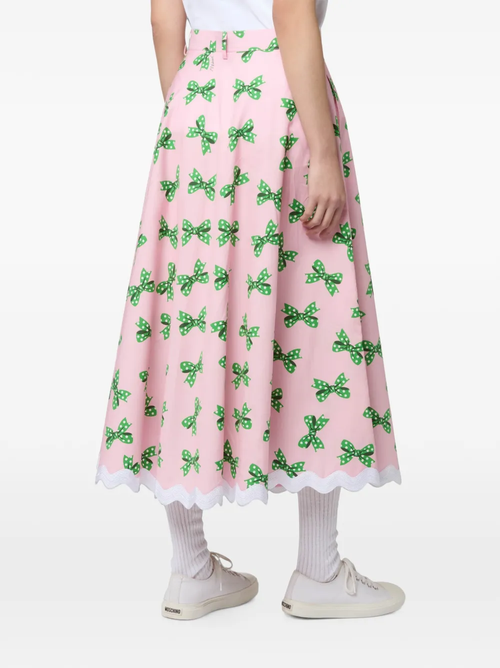 Moschino Midi-rok met strikprint Roze