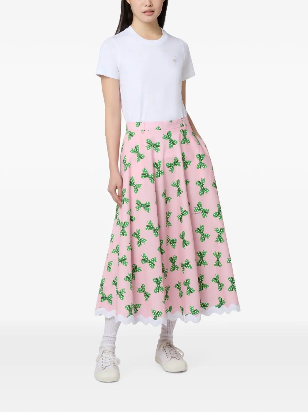 Moschino Midi-rok met strikprint Roze