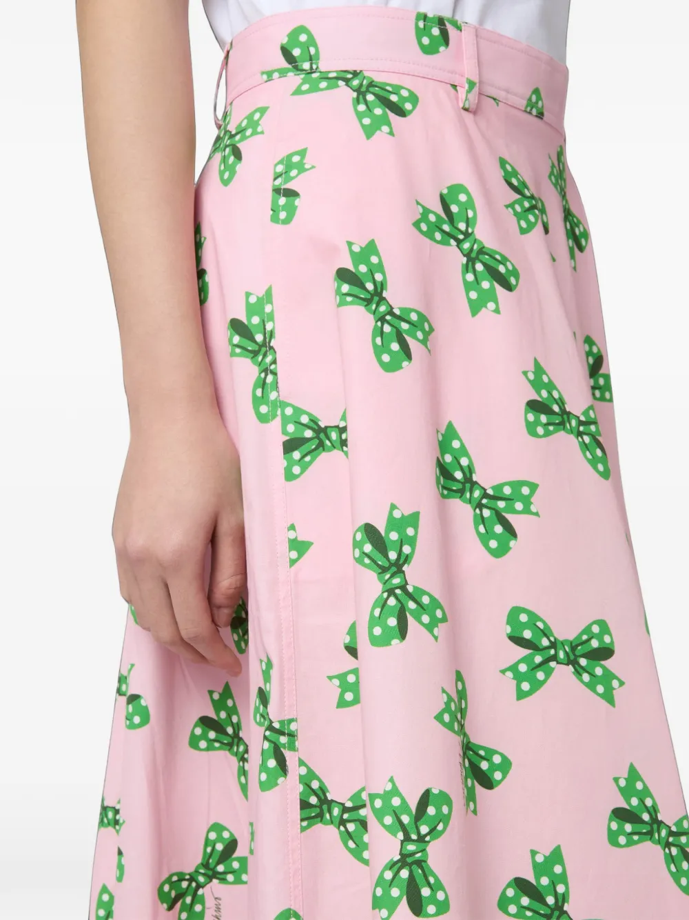 Moschino Midi-rok met strikprint Roze