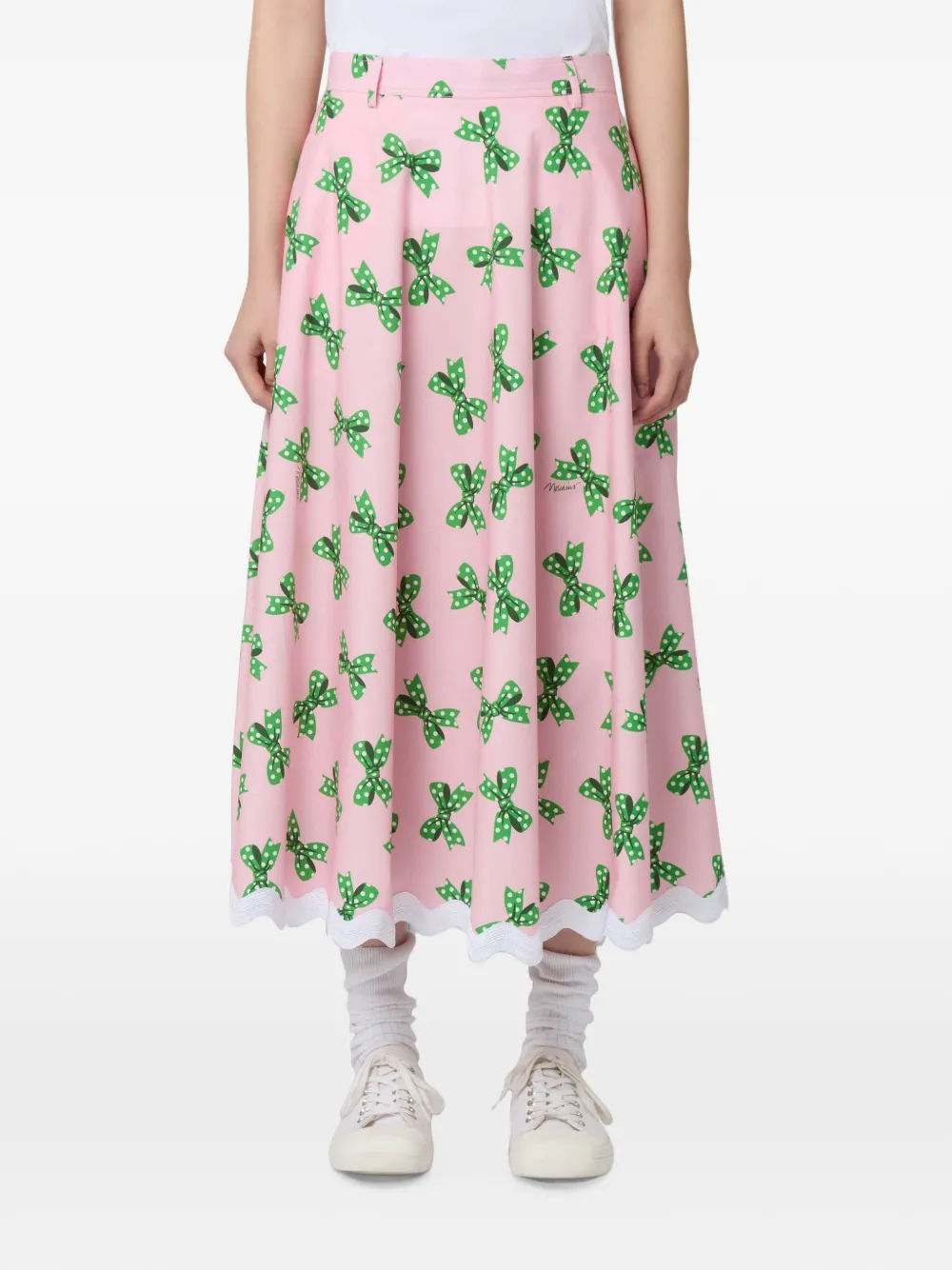 Moschino Midi-rok met strikprint Roze