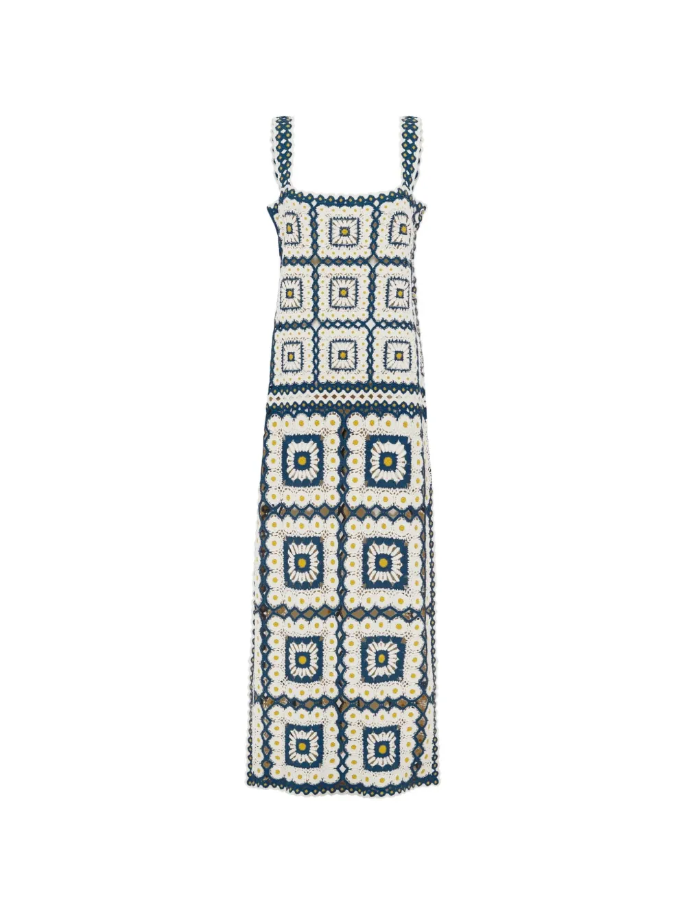 ALEMAIS patchwork-crochet maxi dress - Bianco