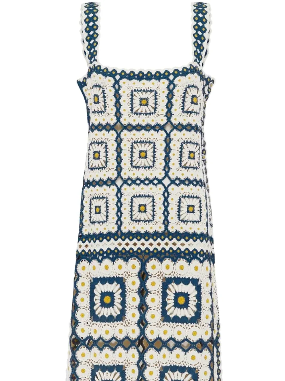 ALEMAIS Gehaakte maxi-jurk met patchwork Wit