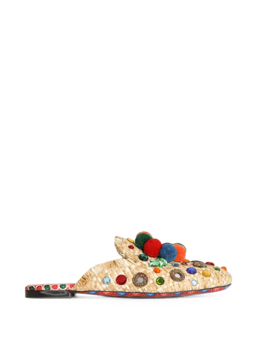 Dolce & Gabbana Young Princess embellished pompom-detail mules Beige