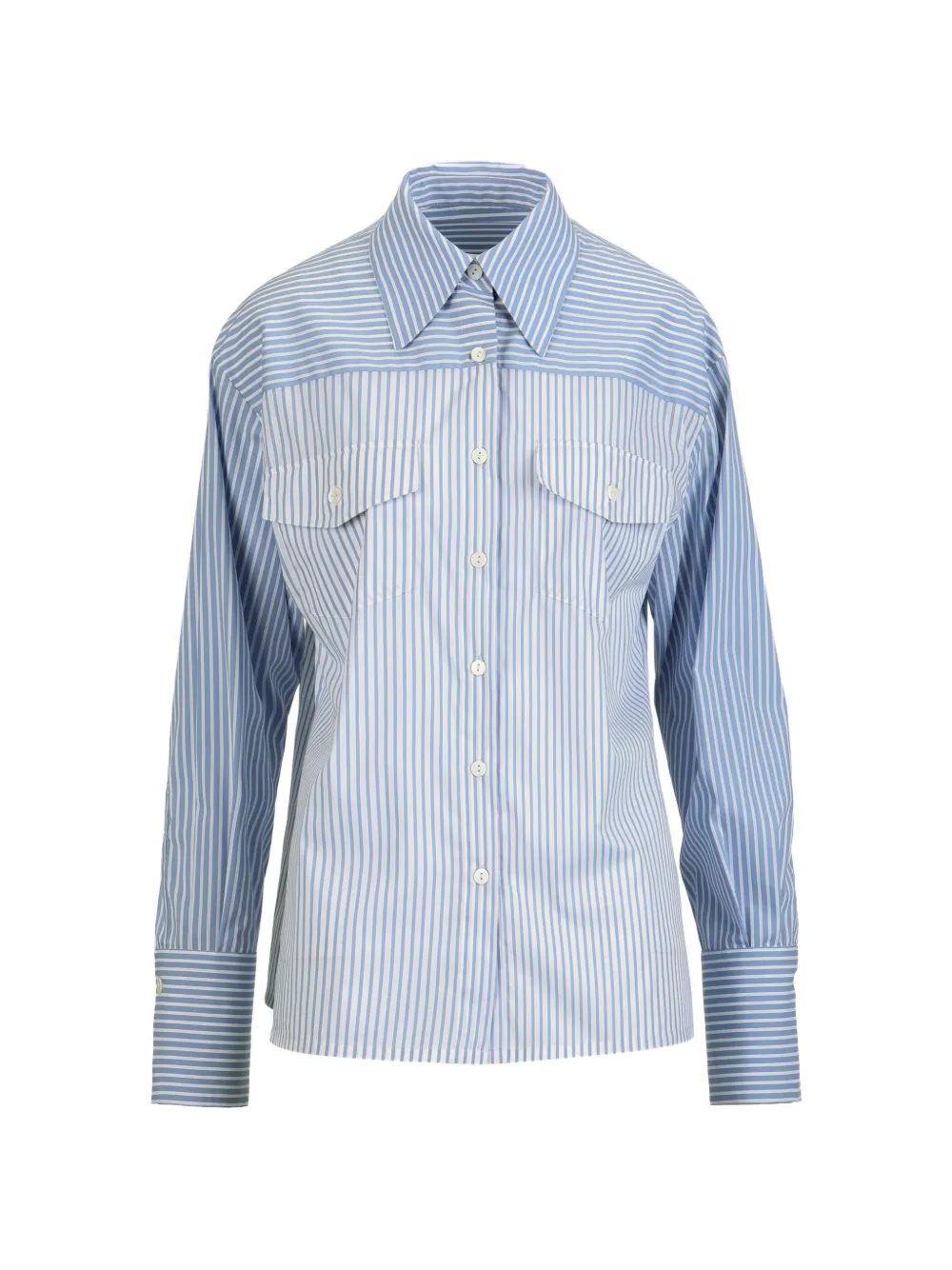 Luisa Spagnoli Blenda Striped-print Button-down Shirt In Blue
