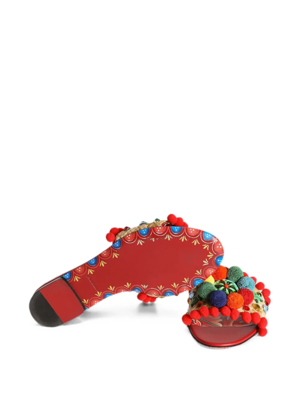 Dolce & Gabbana Bianca pom-pom slippers Rood