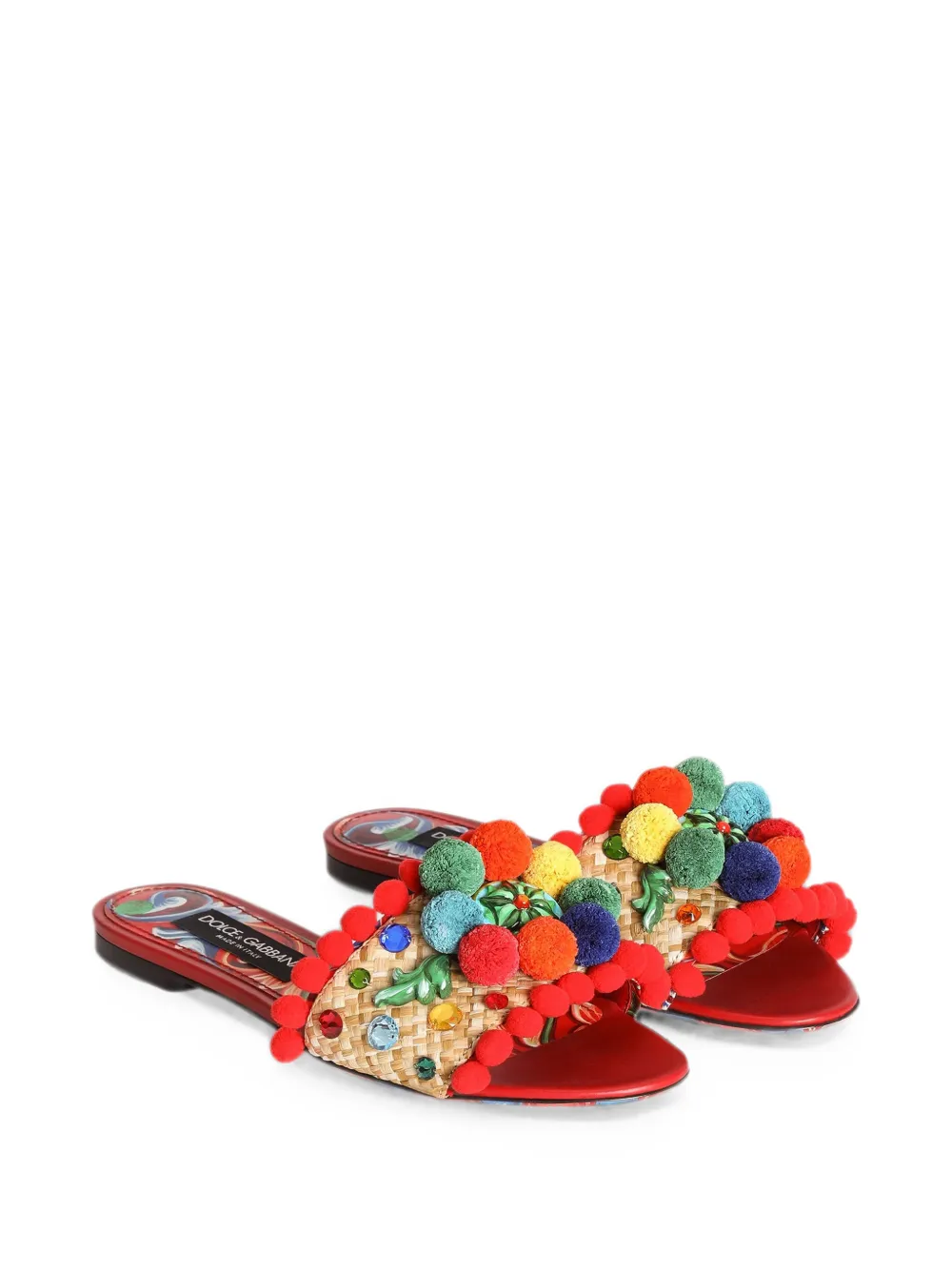Dolce & Gabbana Bianca pom-pom slippers Rood