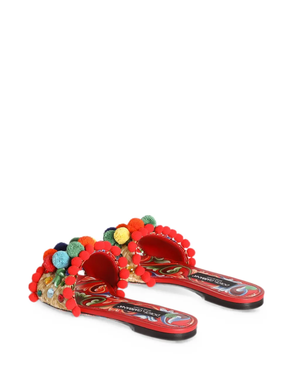 Dolce & Gabbana Bianca pom-pom slippers Rood