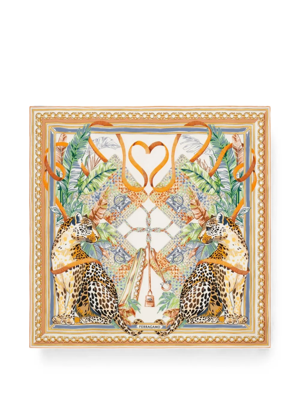 Ferragamo leopard-print scarf - Arancione