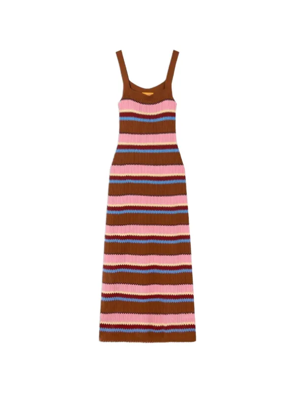 Guest In Residence Palazzo Striped Ribbed-knit Maxi Dress in Brown
