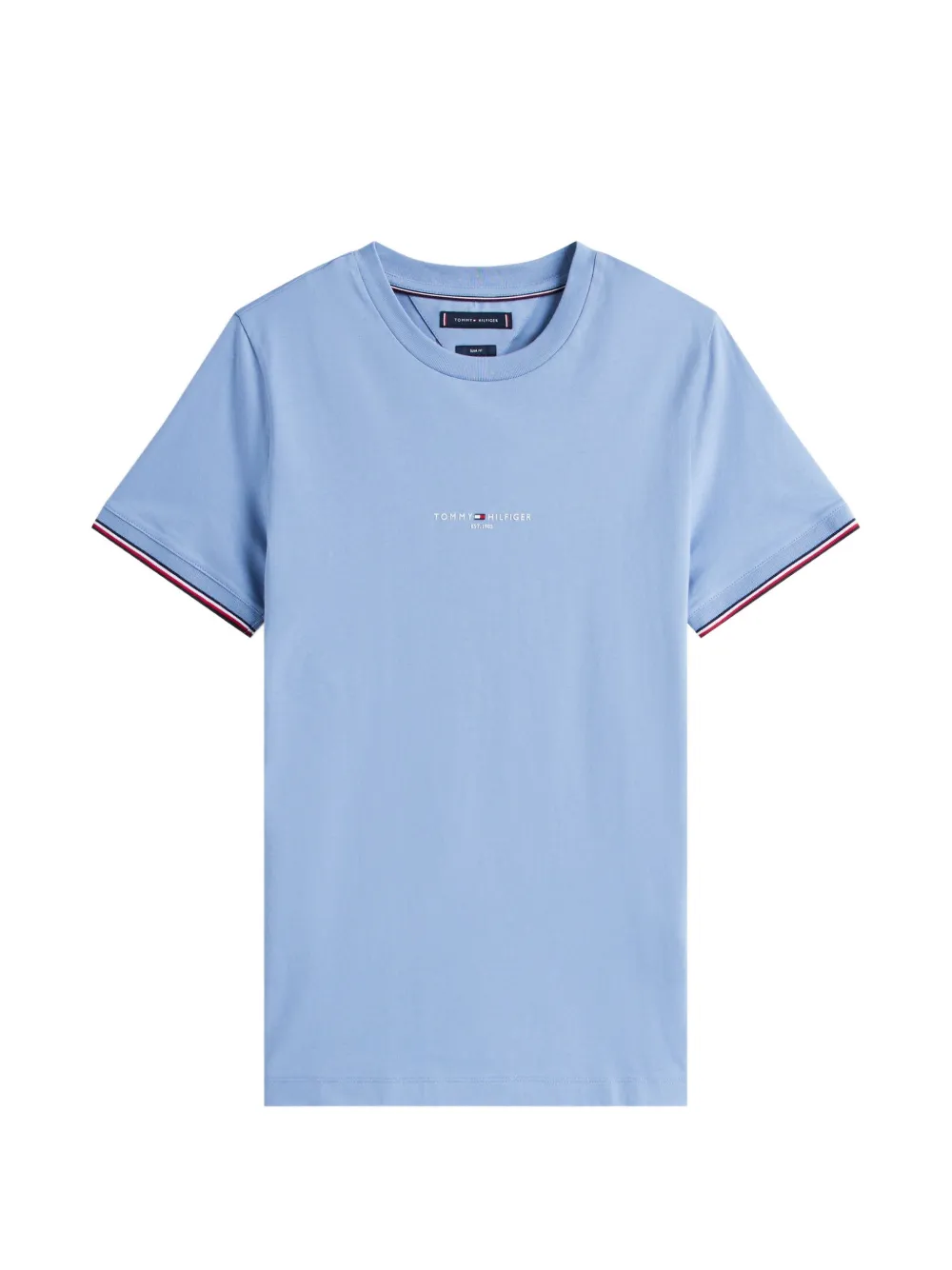 Tommy Hilfiger logo-embroidered tipped T-shirt - Blu