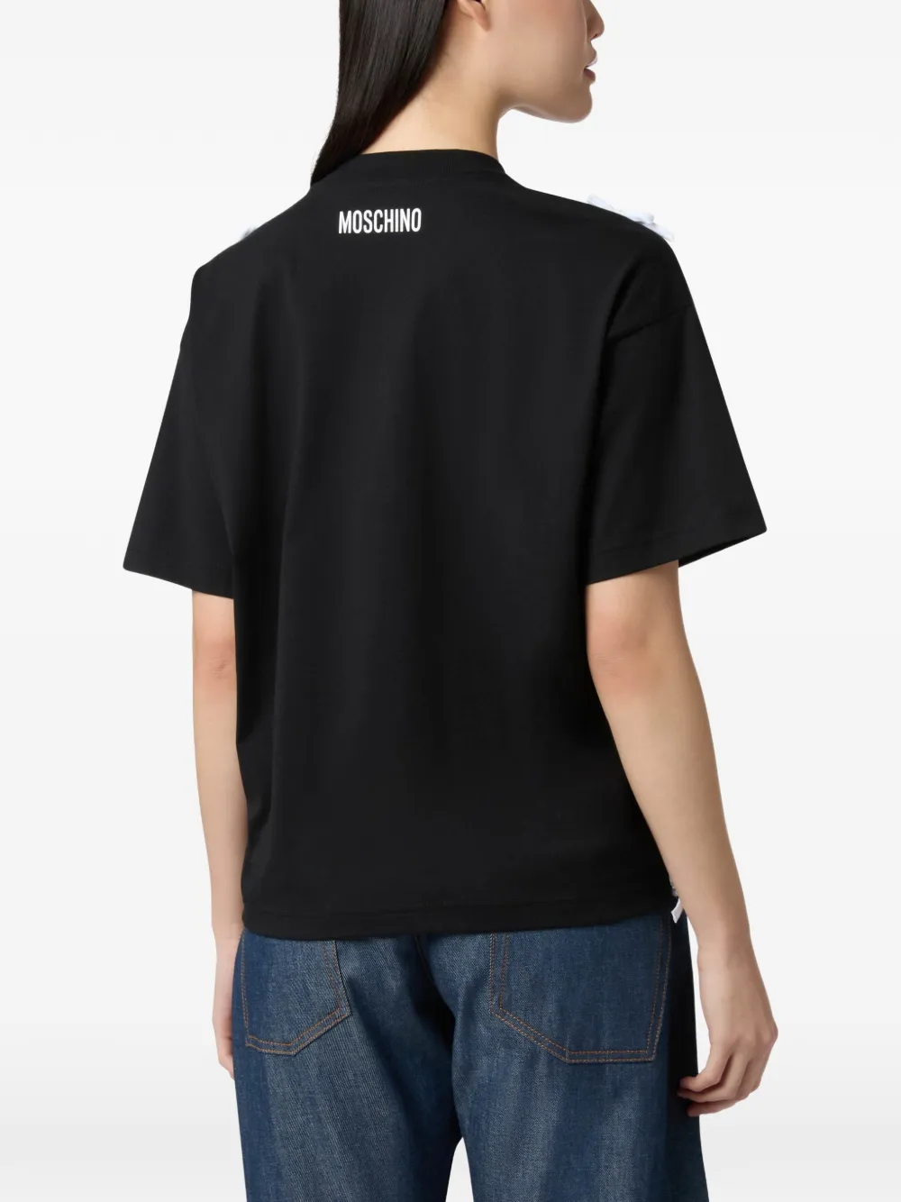 Moschino T-shirt verfraaid met strik Zwart