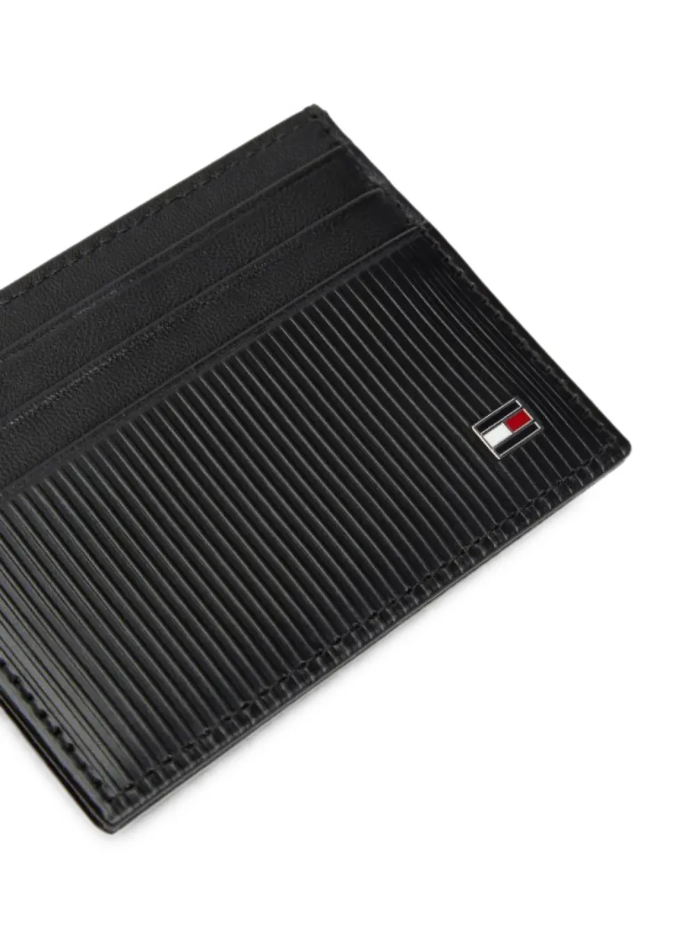 Tommy Hilfiger Geribbelde pasjeshouder met vlag-plakkaat Zwart
