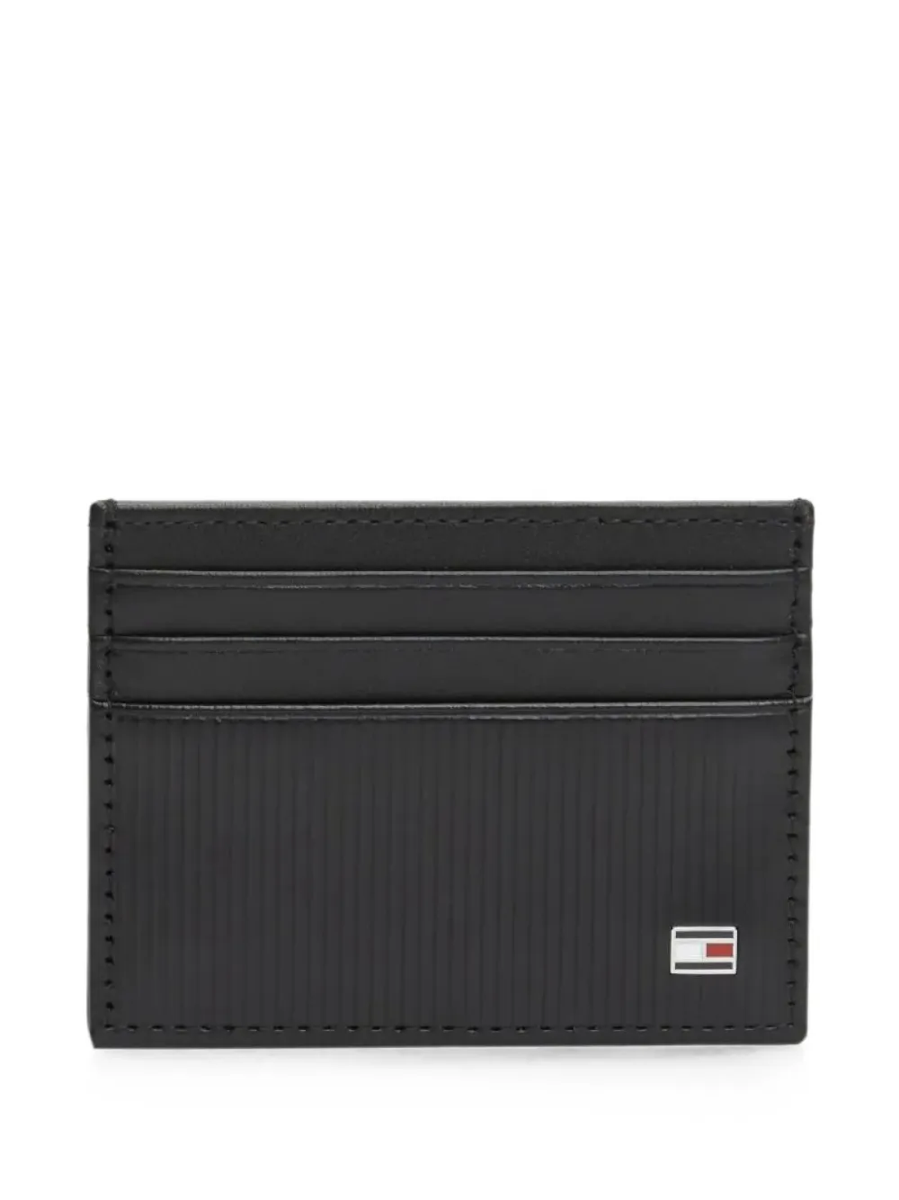 Tommy Hilfiger Flag-plaque ribbed card holder - Nero