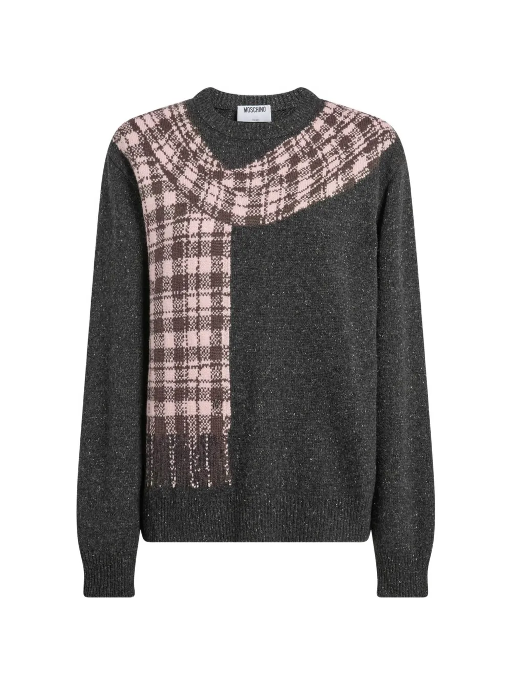 Moschino trompe-l'oeil scarf-print sweater - Grigio