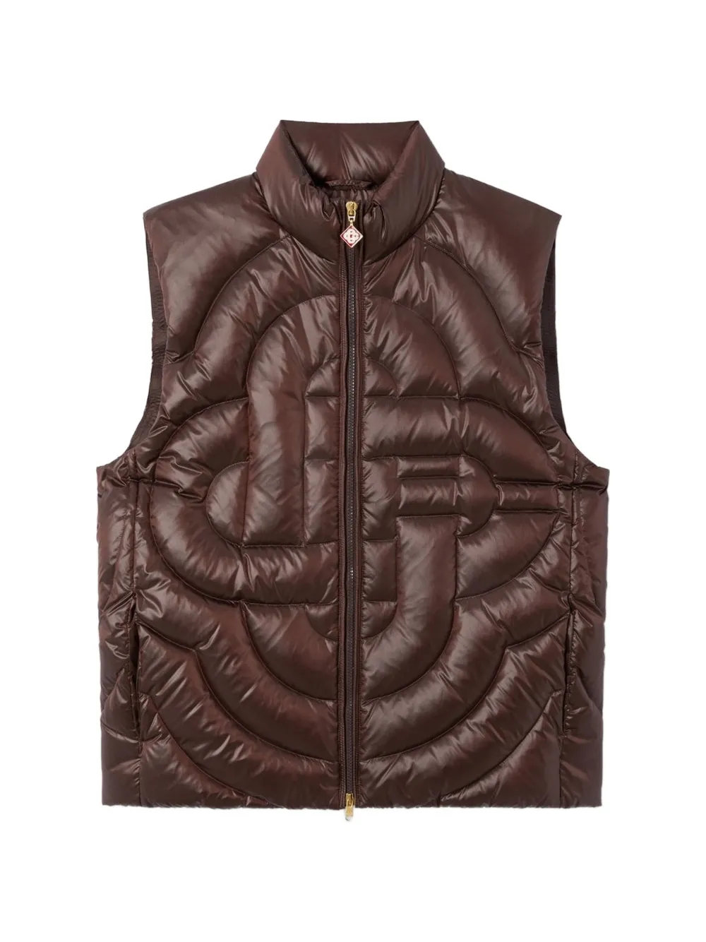 Casablanca logo-quilted puffer gilet - Braun