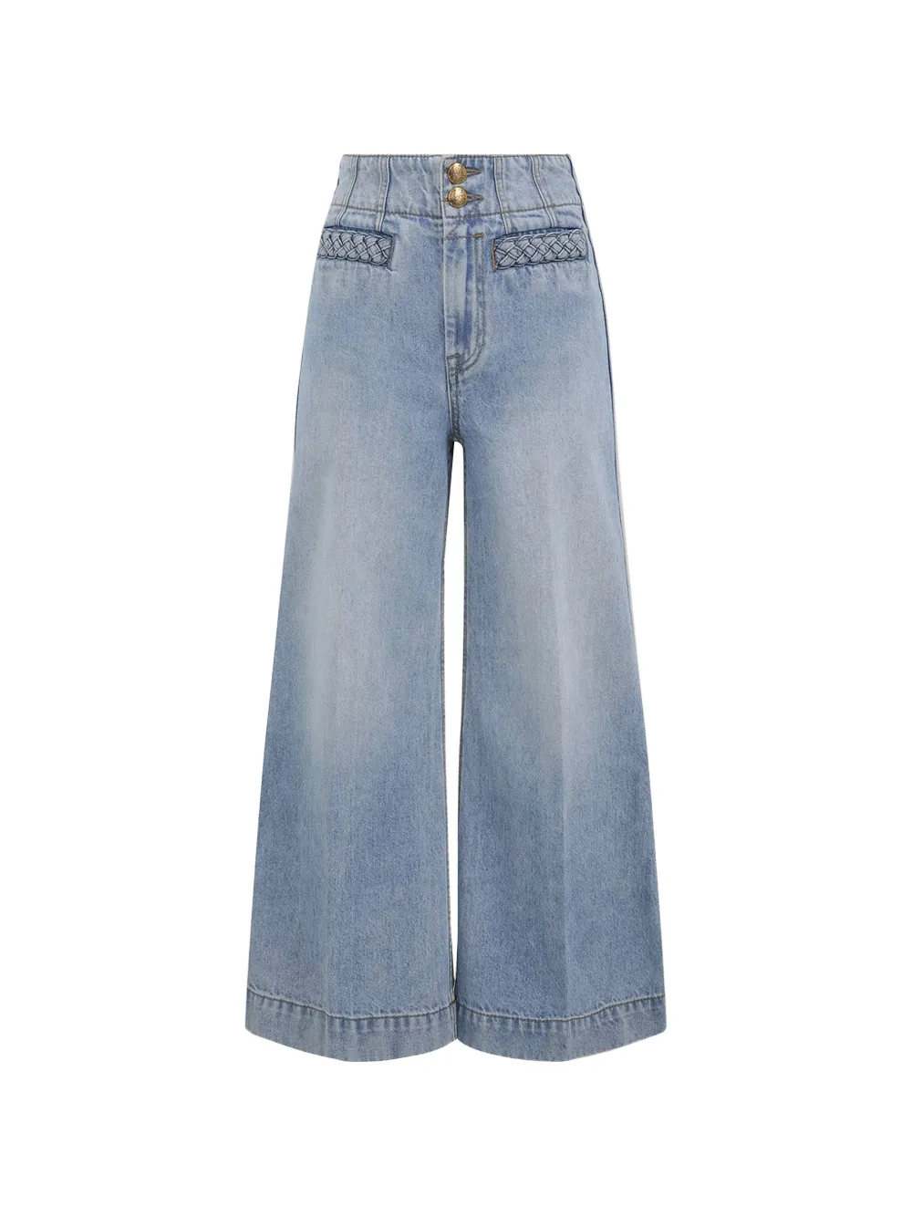 ZIMMERMANN Indra braided-trim wide-leg jeans - Blau