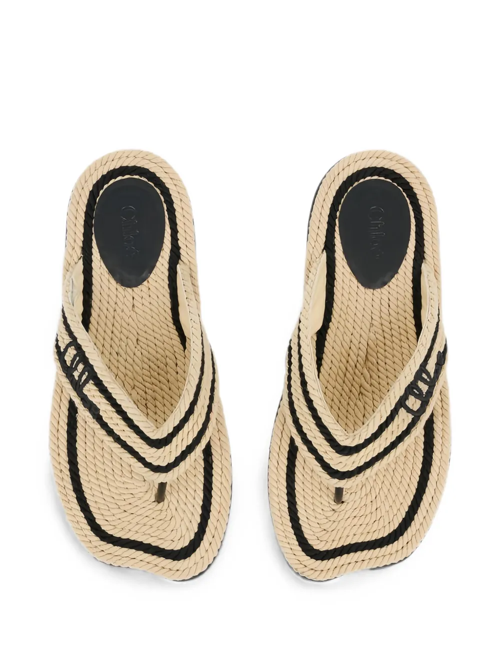 Chloé rope-detail logo-embroidered sandals Beige