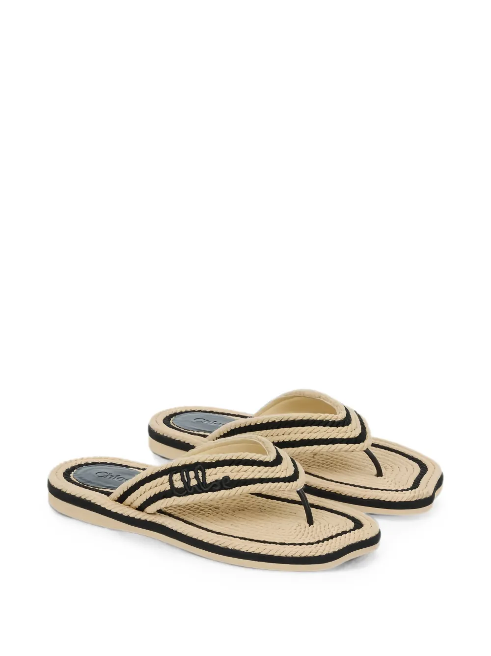 Chloé rope-detail logo-embroidered sandals Beige