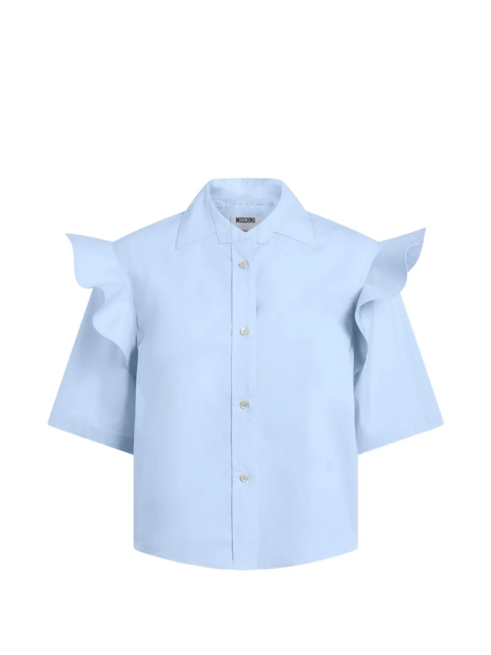 Moschino Shirt met korte mouwen en ruches Blauw