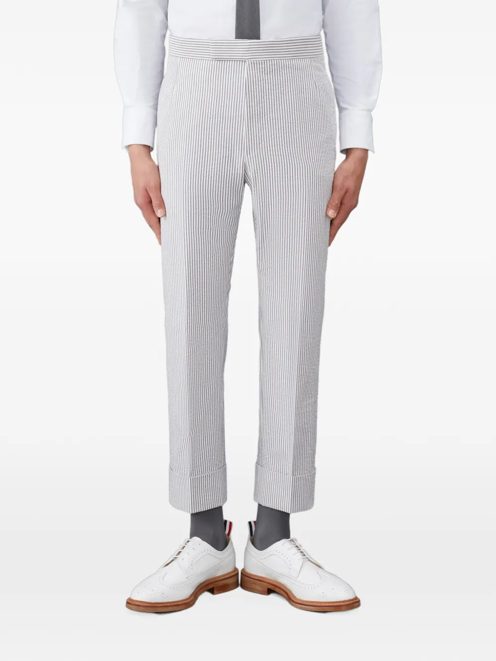 Thom Browne Gestreepte pantalon met bandje Wit