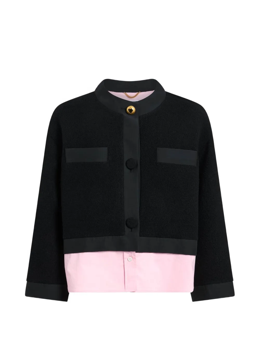Moschino layered bouclé-knit jacket - Schwarz