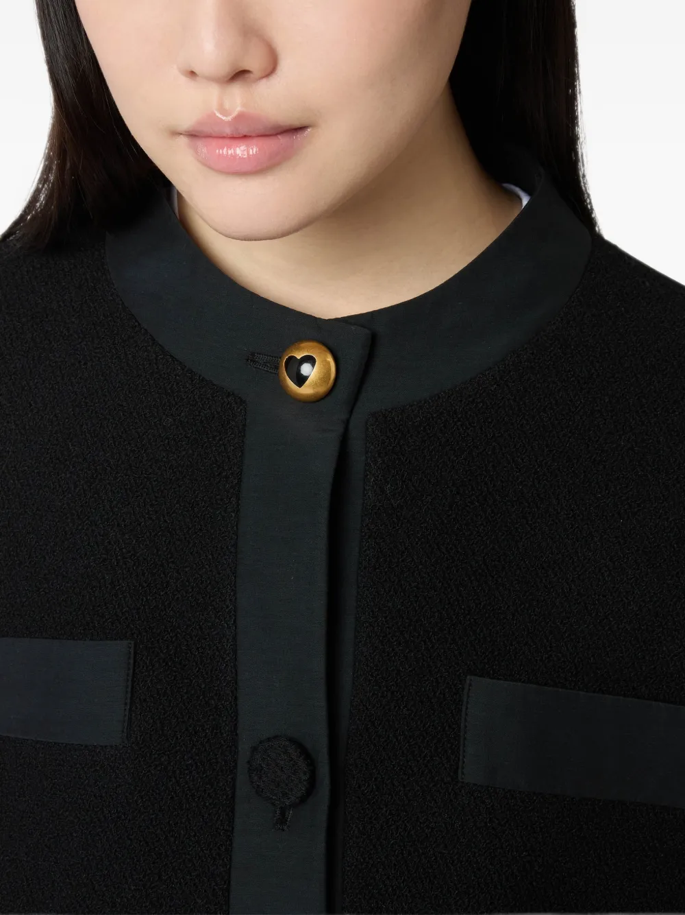 Moschino Gelaagd bouclé gebreid jack Zwart