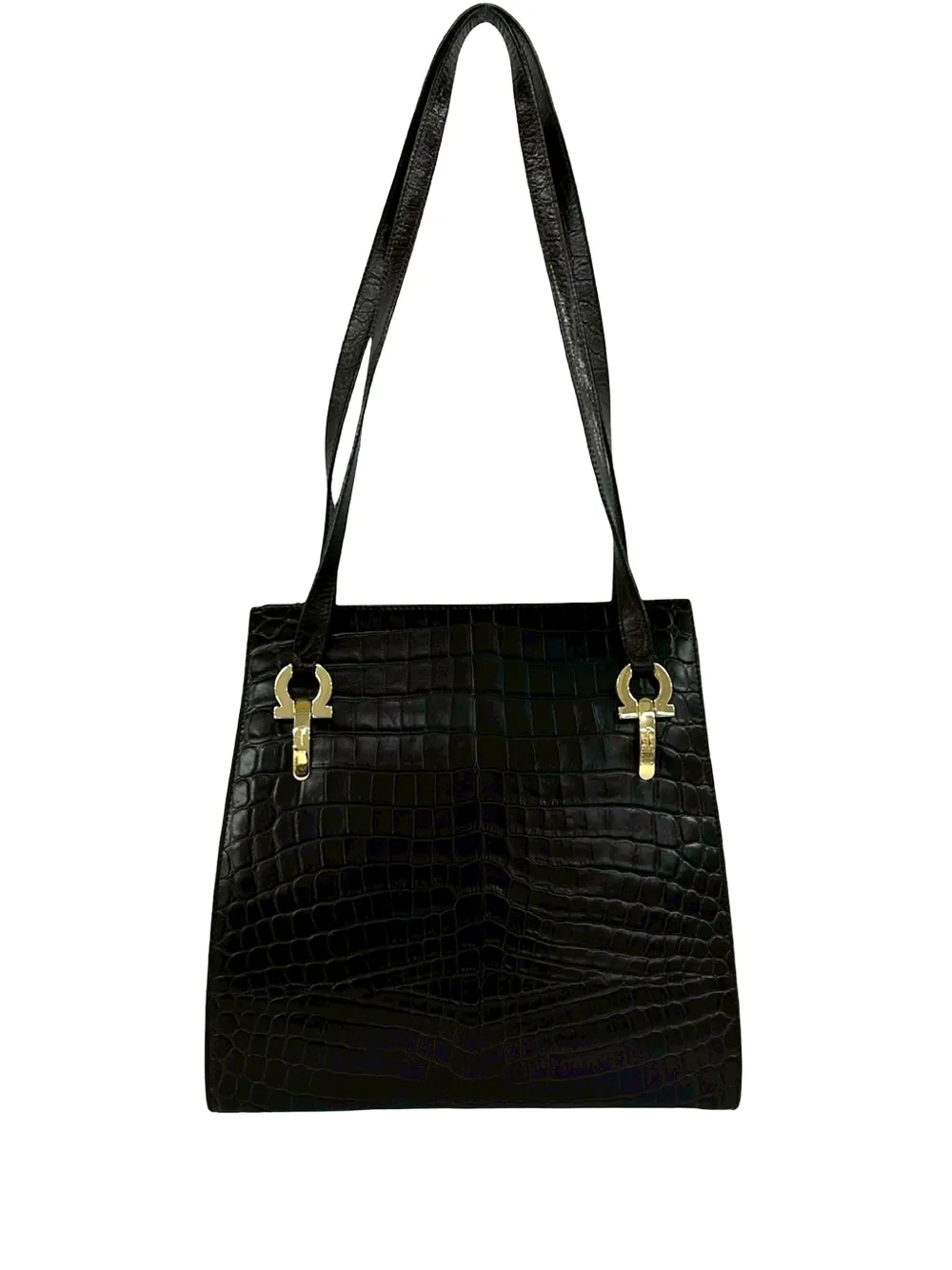 Ferragamo Pre-Owned 1990-2010 Embossed Leather Gancini tote bag - Marrone