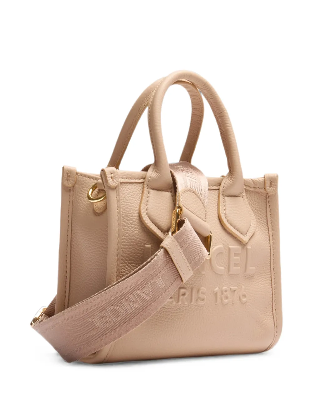 Lancel Schoudertas van bewerkte leer met logo-reliëf Beige
