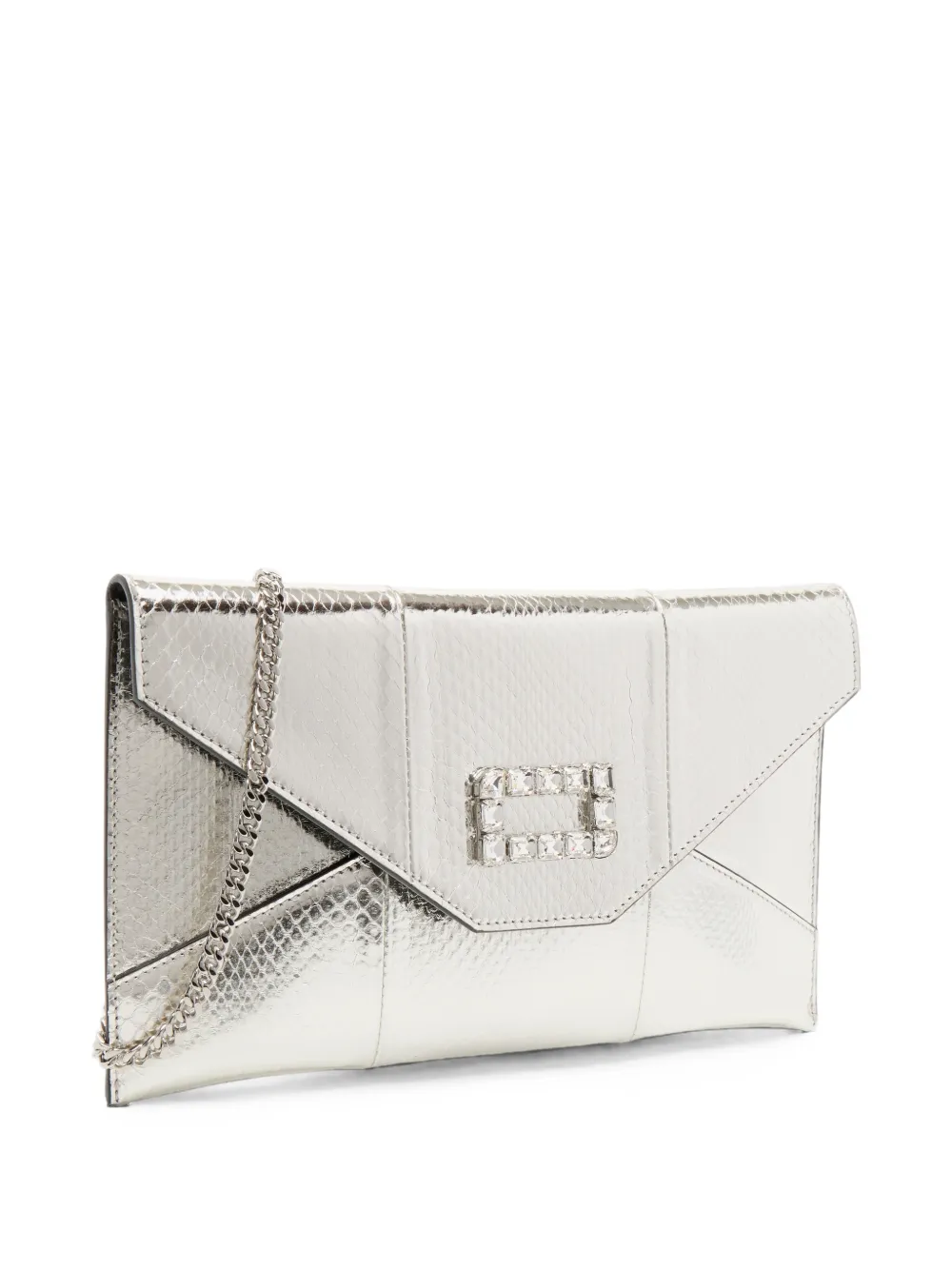 Lancel Crossbodytas verfraaid met kristallen en slangen-effect Zilver