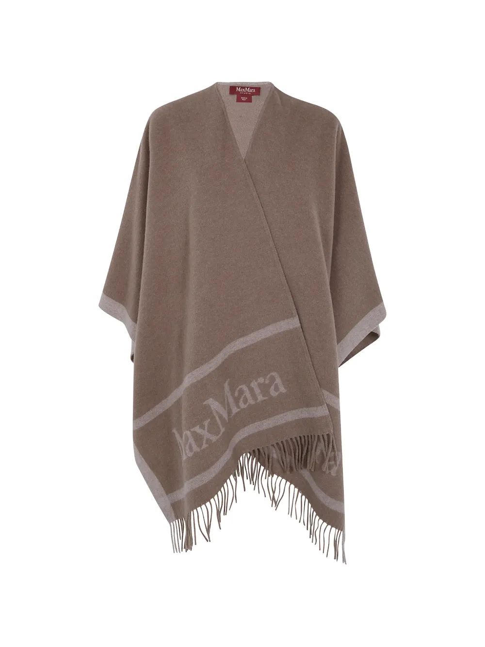 Max Mara logo-intarsia fringed cape - Braun