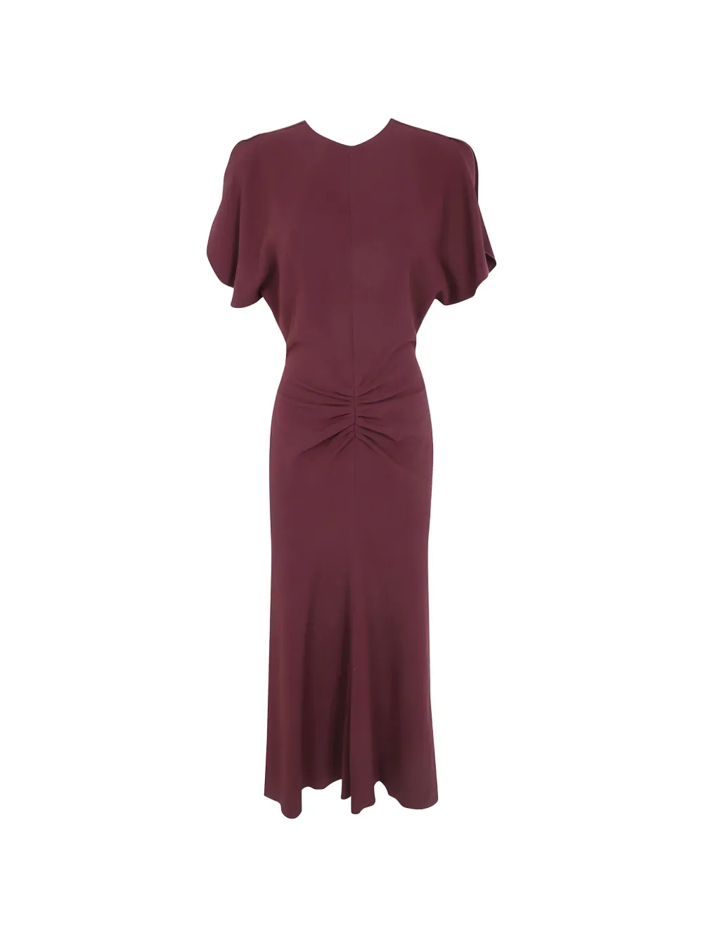 Victoria Beckham Bela gathered-waist flared midi dress - Rosso