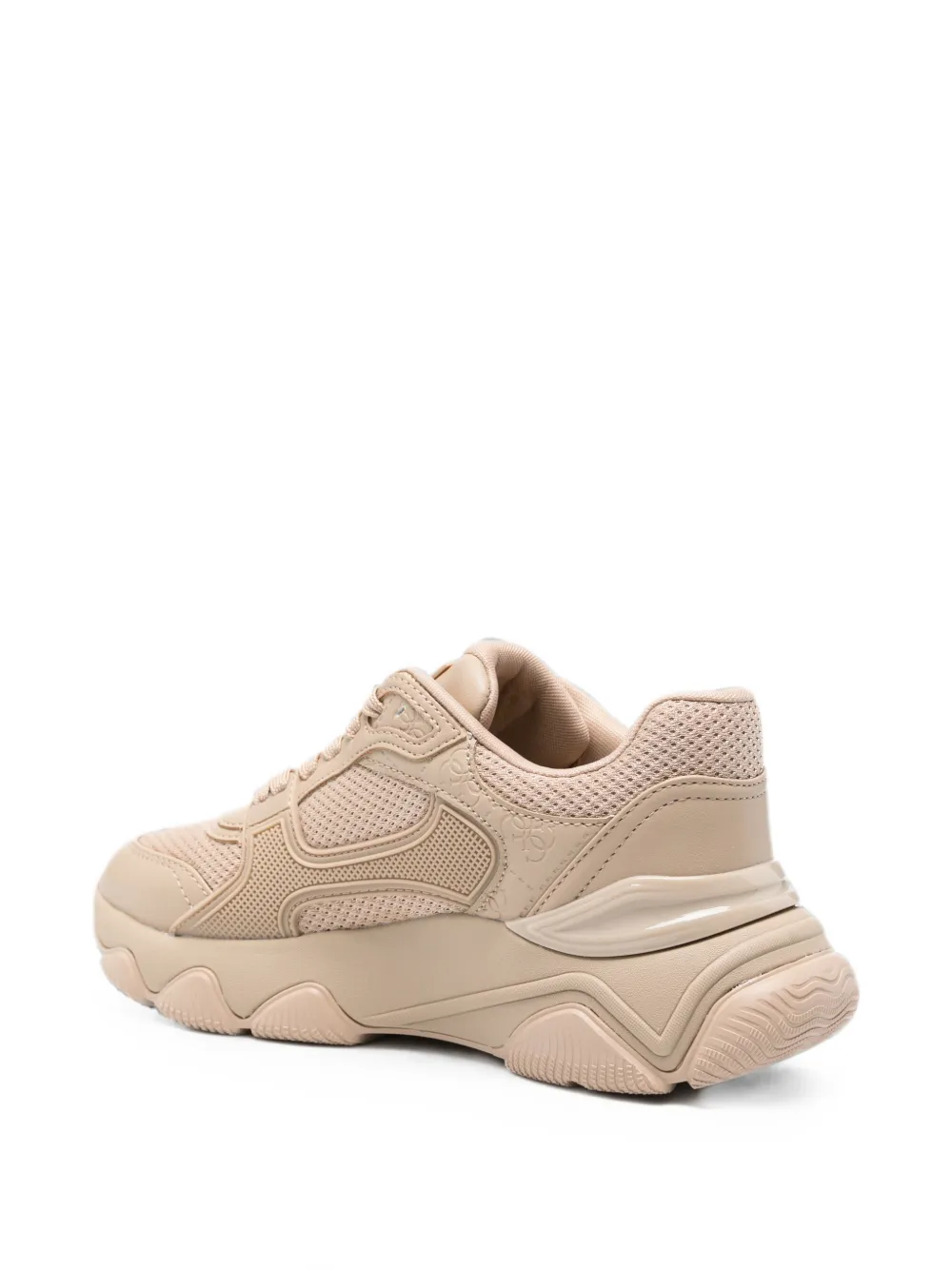 GUESS USA logo-embossed leather sneakers Beige