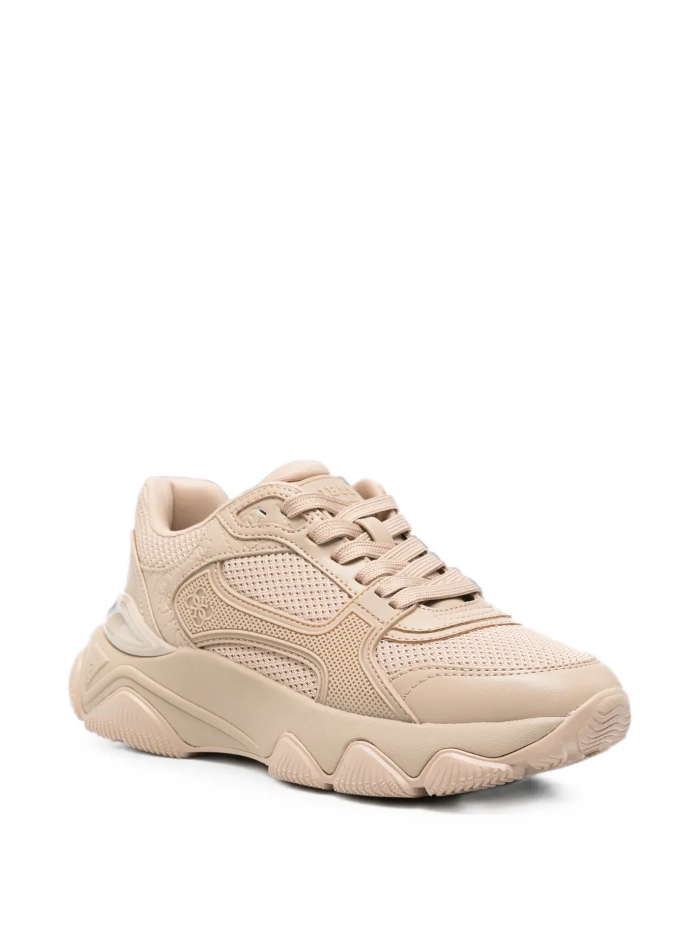 GUESS USA logo-embossed leather sneakers Beige
