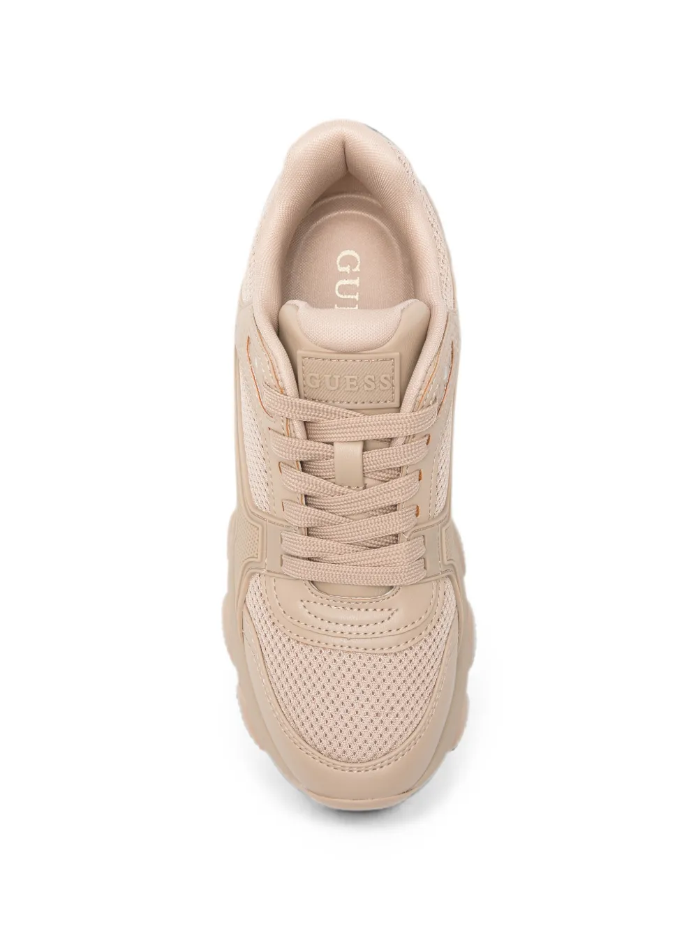 GUESS USA logo-embossed leather sneakers Beige