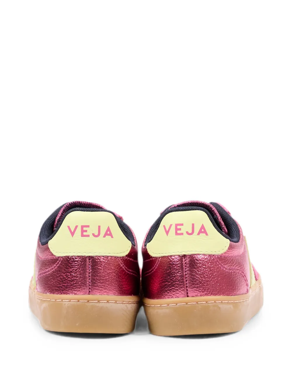 VEJA Kids Volley metallic-effect leather sneakers Roze