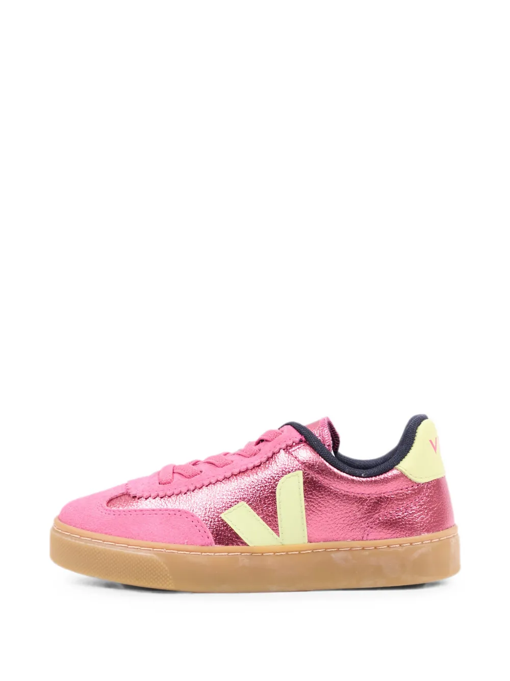 VEJA Kids Volley metallic-effect leather sneakers Roze
