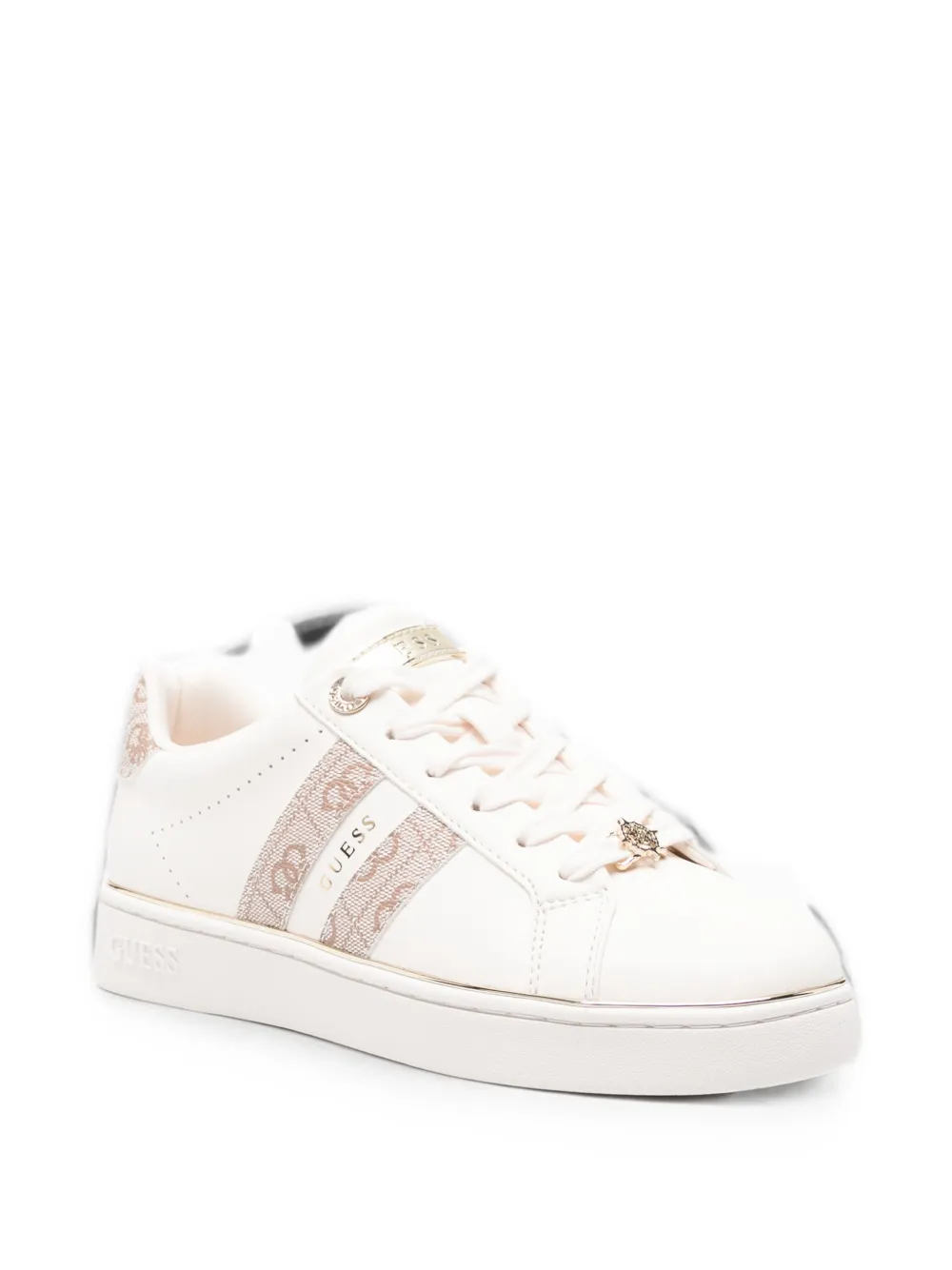 GUESS USA logo-print leather sneakers Beige
