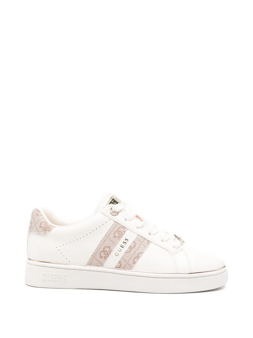GUESS USA logo-print leather sneakers Beige