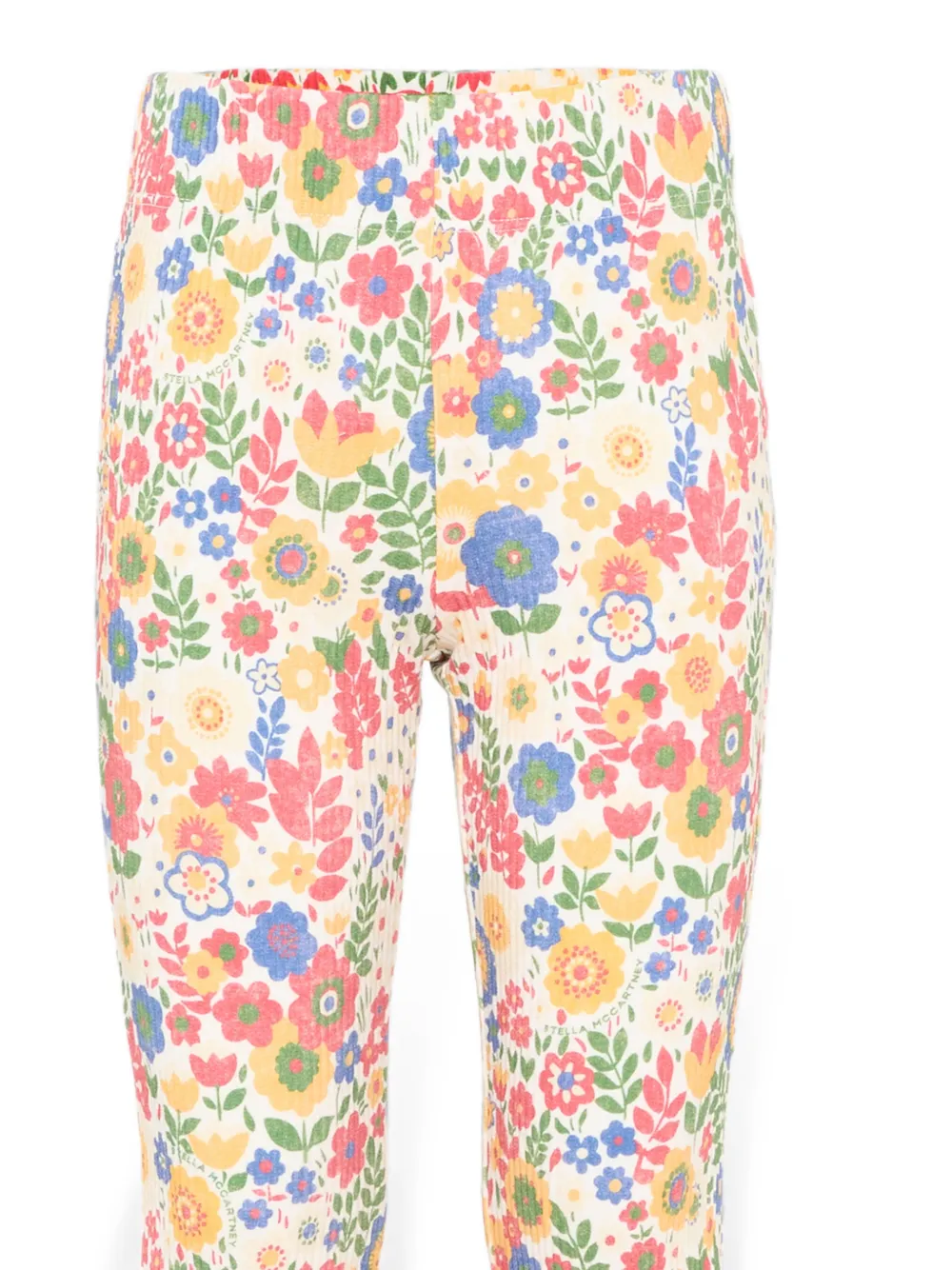 Stella McCartney Kids Geribbelde broek met bloemenprint Wit
