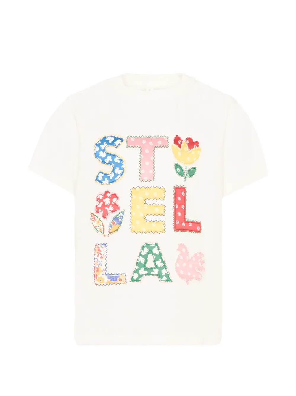 Stella McCartney Kids logo-patchwork T-shirt - Bianco