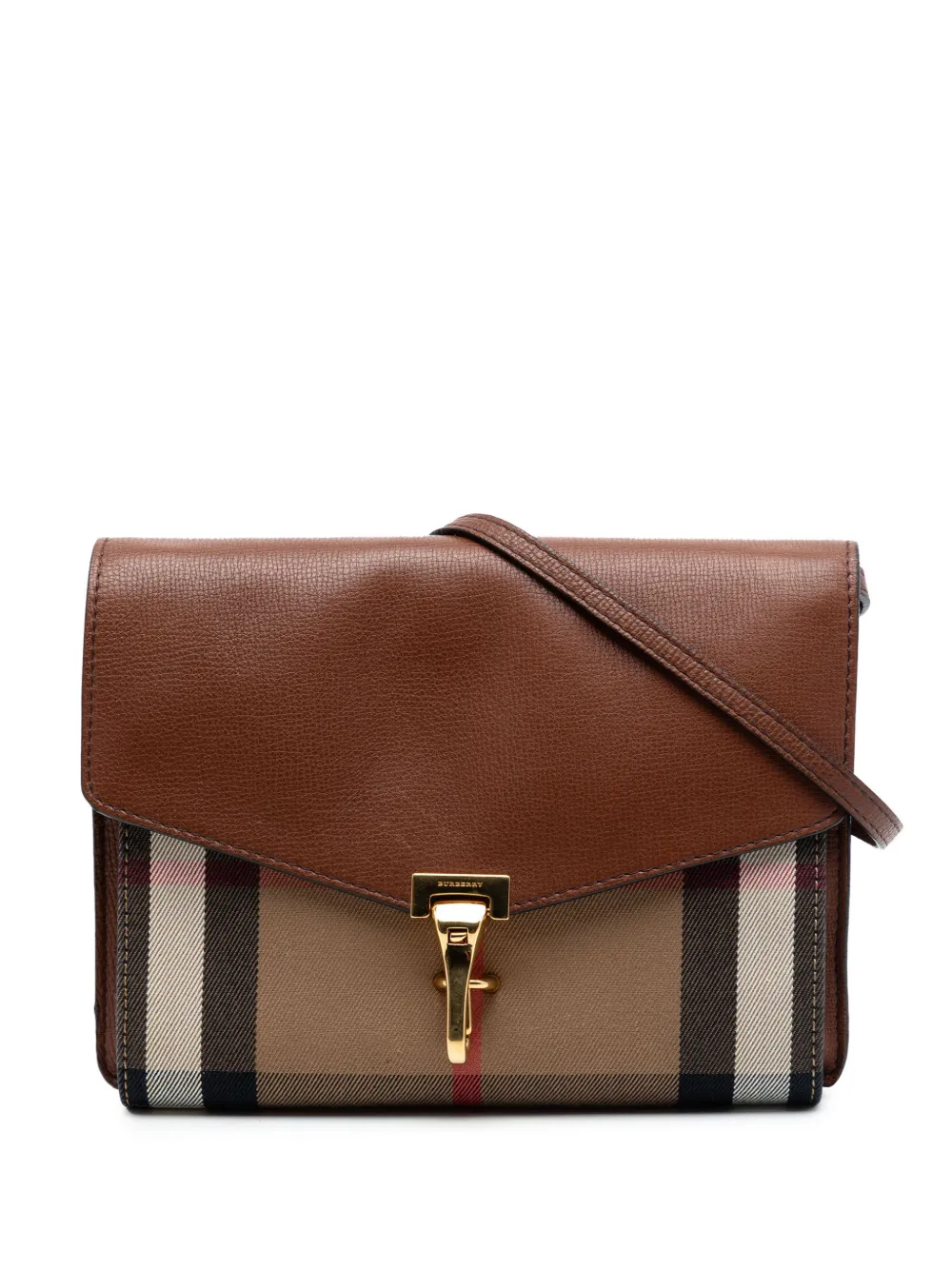 Burberry Pre-Owned 2000-2017 Small Leather and House Check Canvas Derby Macken crossbody bag - Braun