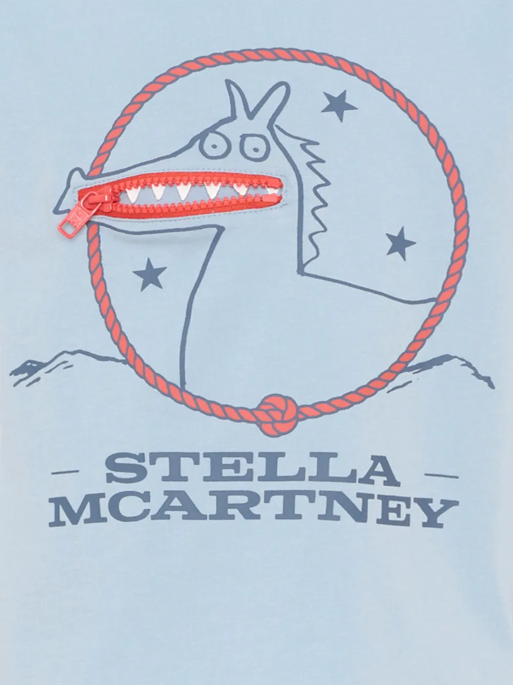 Stella McCartney Kids T-shirt met grafische print en ritsdetail Blauw