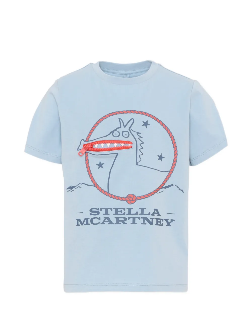 Stella McCartney Kids graphic-print zip-detail T-shirt - Blu
