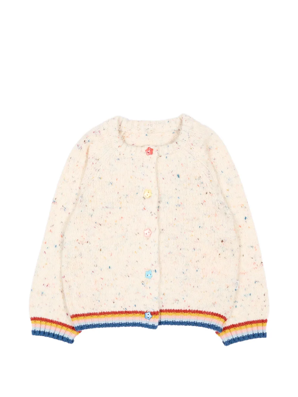 Stella McCartney Kids flecked-knit striped-trim cardigan - Toni neutri