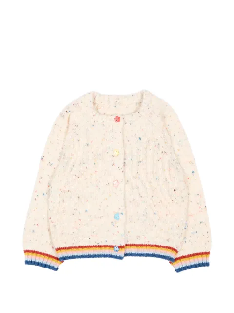 Stella McCartney Kids cárdigan de punto afelpado con ribete a rayas