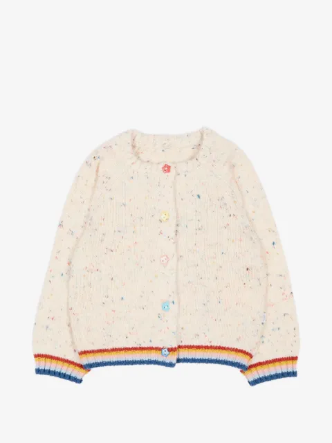 Stella McCartney Kids flecked-knit striped-trim cardigan