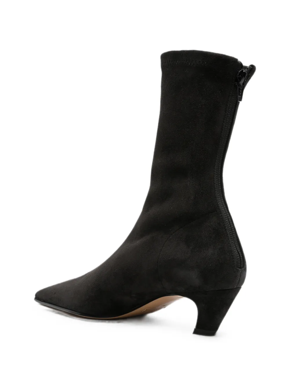 KHAITE Arizona pointed-toe suede ankle boots Zwart