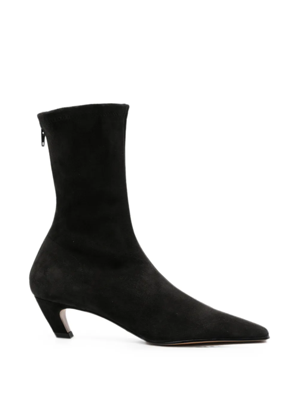 KHAITE Arizona pointed-toe suede ankle boots Zwart
