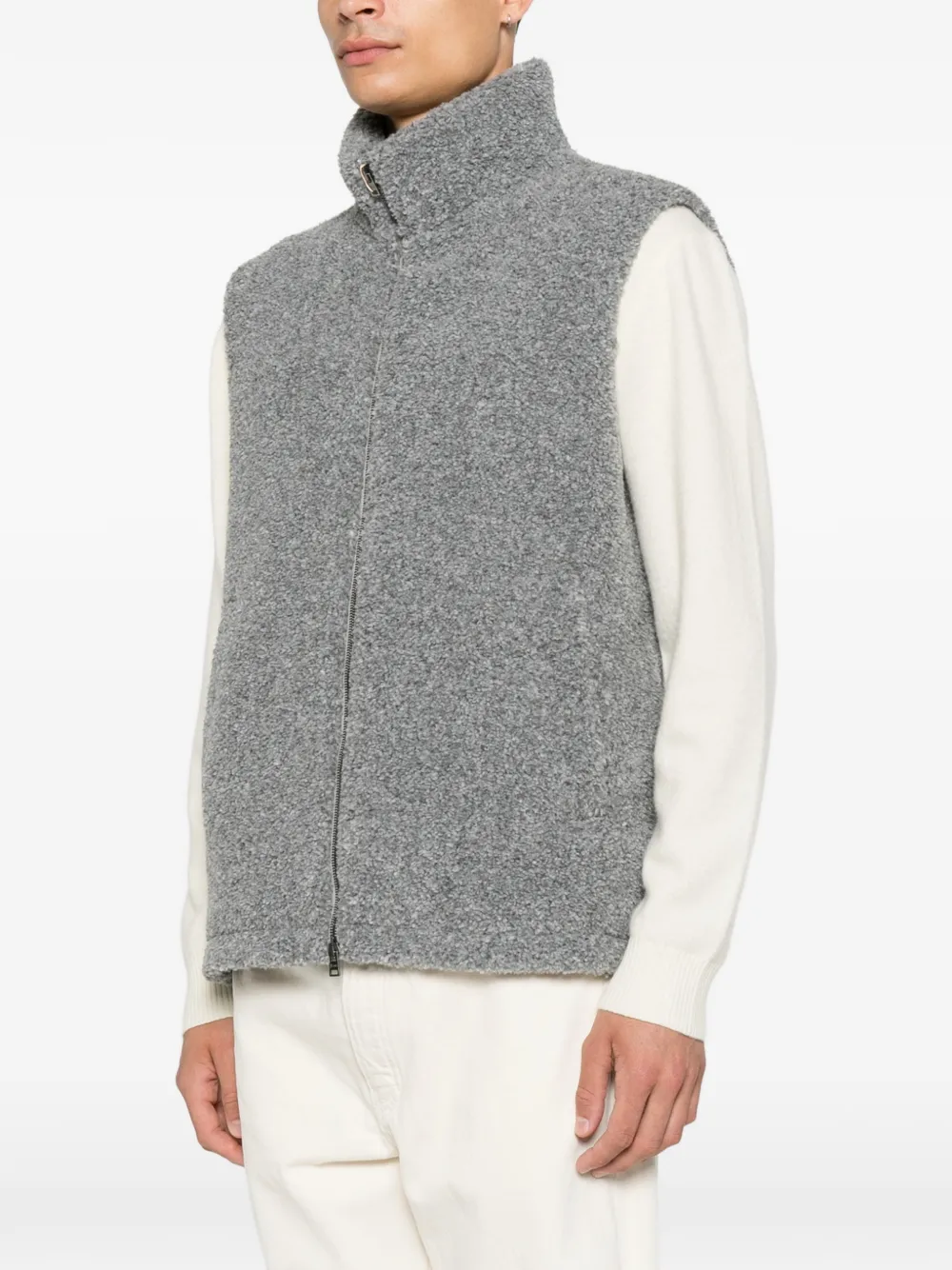 Herno Bodywarmer van imitatiebont met hoge hals Grijs